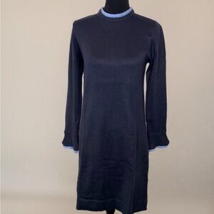 Vince Camuto Navy Pleated Neckline/Cuff w/keyhole Back Sweater Dress Size S